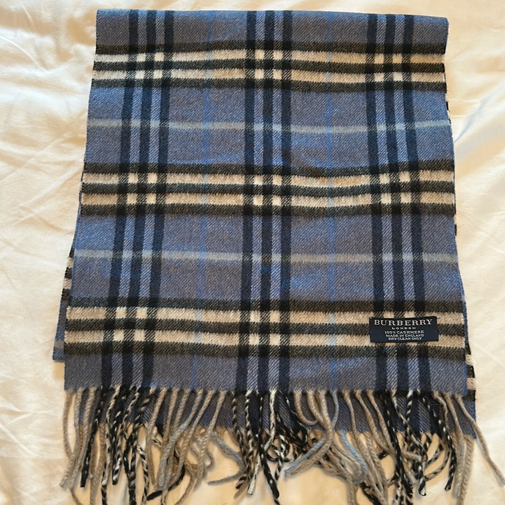 Burberry cashmere blue scarf.